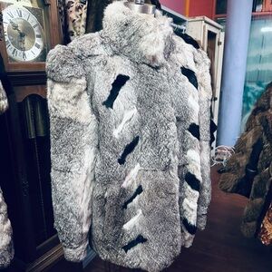 Sergio Valente Unique Pattern Vintage 80s Rabbit Fur Jacket